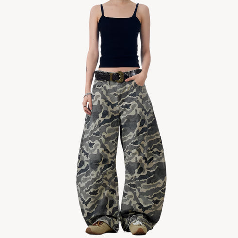 Camouflage Baggy Cargo Pants High Rise Y2k Jeans